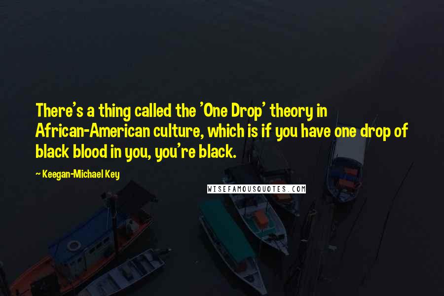 Keegan-Michael Key Quotes: There's a thing called the 'One Drop' theory in African-American culture, which is if you have one drop of black blood in you, you're black.