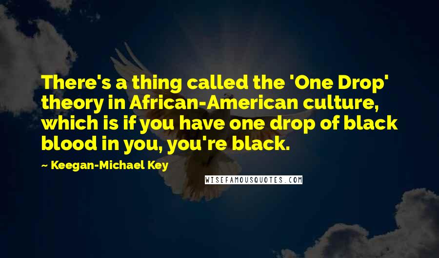 Keegan-Michael Key Quotes: There's a thing called the 'One Drop' theory in African-American culture, which is if you have one drop of black blood in you, you're black.