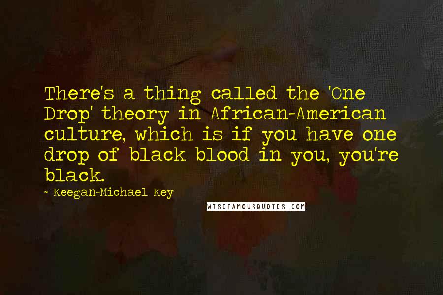 Keegan-Michael Key Quotes: There's a thing called the 'One Drop' theory in African-American culture, which is if you have one drop of black blood in you, you're black.