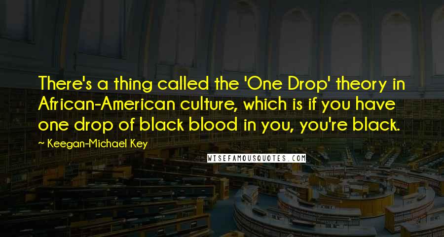 Keegan-Michael Key Quotes: There's a thing called the 'One Drop' theory in African-American culture, which is if you have one drop of black blood in you, you're black.