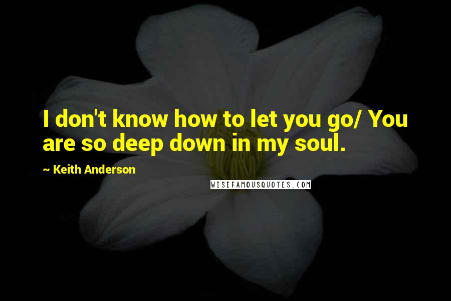 Keith Anderson Quotes: I don't know how to let you go/ You are so deep down in my soul.