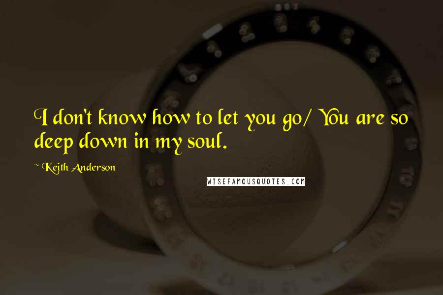 Keith Anderson Quotes: I don't know how to let you go/ You are so deep down in my soul.