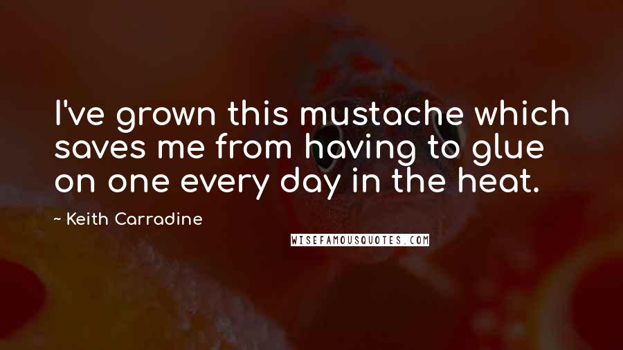 Keith Carradine Quotes: I've grown this mustache which saves me from having to glue on one every day in the heat.