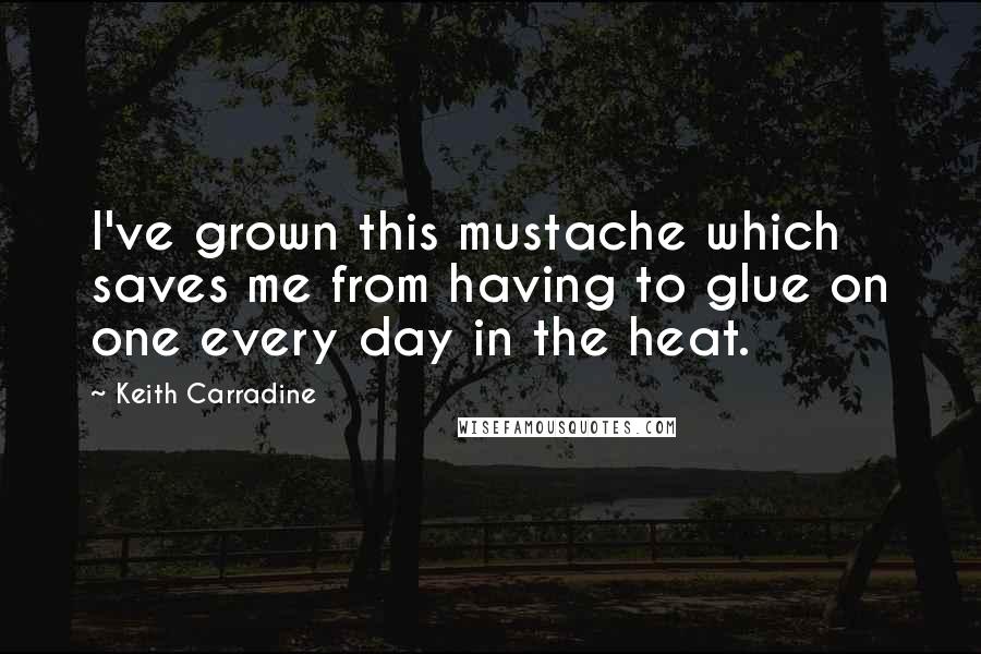 Keith Carradine Quotes: I've grown this mustache which saves me from having to glue on one every day in the heat.