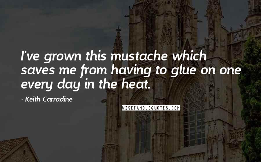 Keith Carradine Quotes: I've grown this mustache which saves me from having to glue on one every day in the heat.