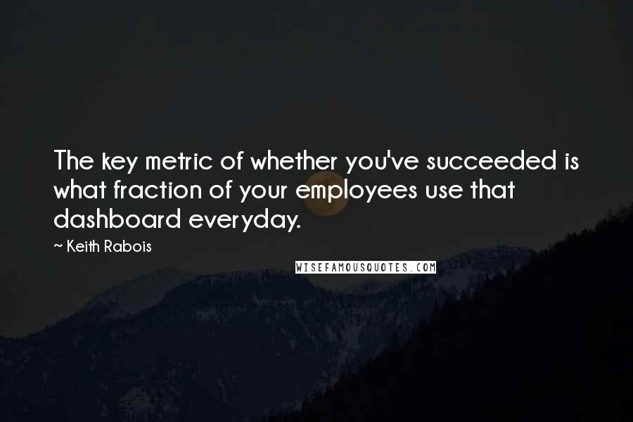 Keith Rabois Quotes: The key metric of whether you've succeeded is what fraction of your employees use that dashboard everyday.