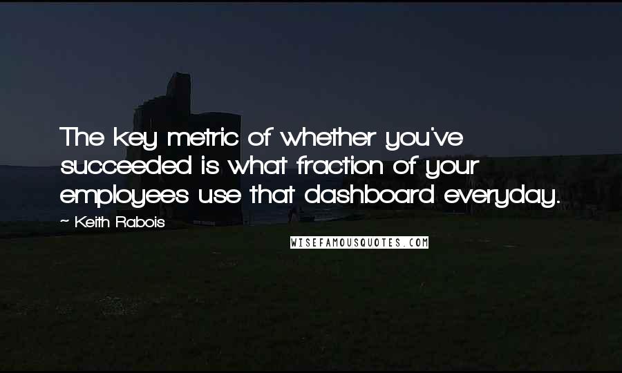 Keith Rabois Quotes: The key metric of whether you've succeeded is what fraction of your employees use that dashboard everyday.