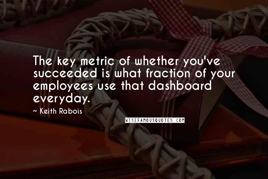 Keith Rabois Quotes: The key metric of whether you've succeeded is what fraction of your employees use that dashboard everyday.