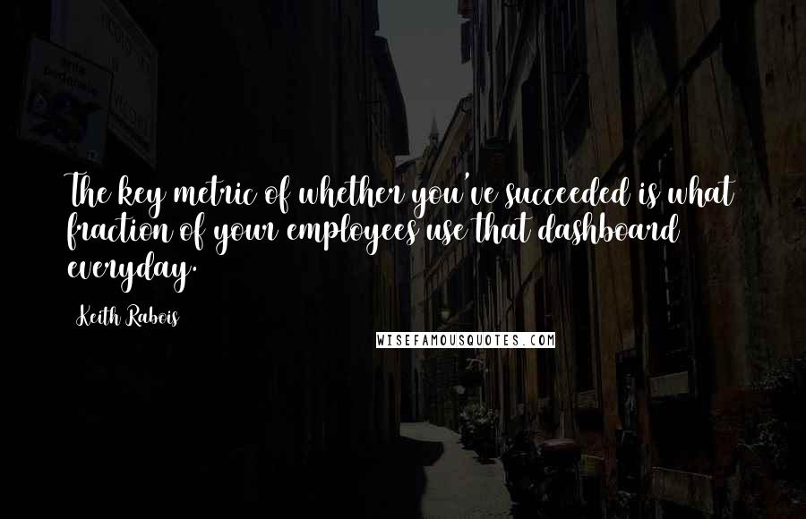 Keith Rabois Quotes: The key metric of whether you've succeeded is what fraction of your employees use that dashboard everyday.