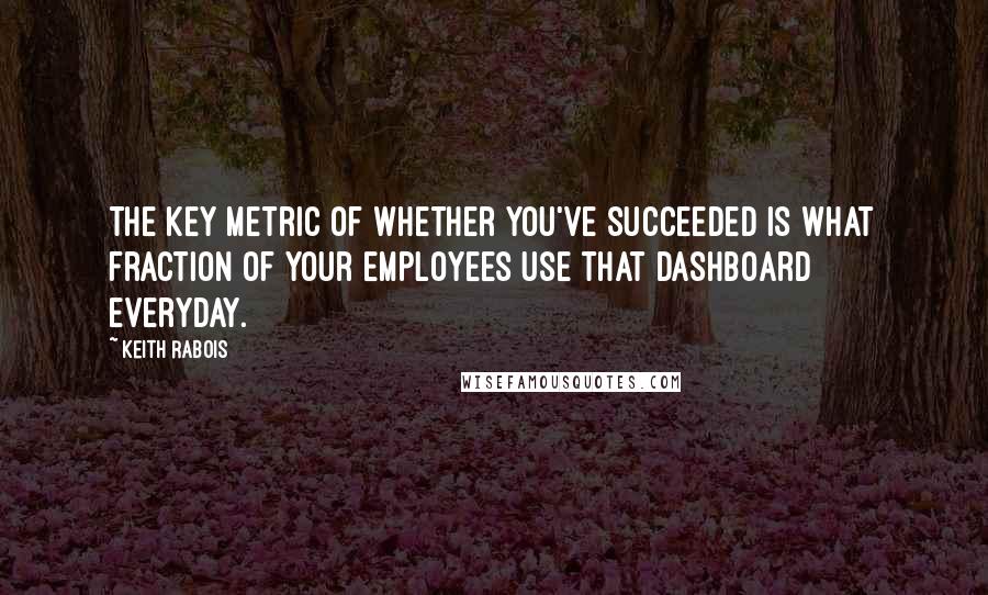 Keith Rabois Quotes: The key metric of whether you've succeeded is what fraction of your employees use that dashboard everyday.