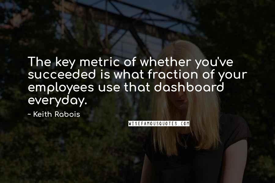 Keith Rabois Quotes: The key metric of whether you've succeeded is what fraction of your employees use that dashboard everyday.