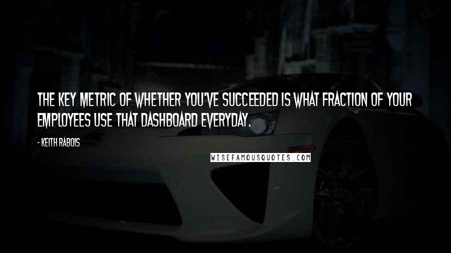 Keith Rabois Quotes: The key metric of whether you've succeeded is what fraction of your employees use that dashboard everyday.