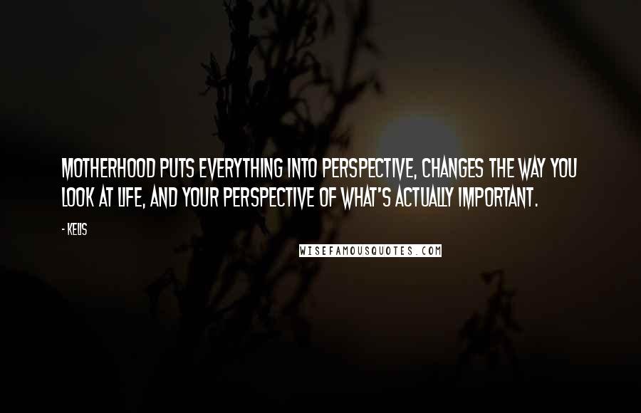 Kelis Quotes: Motherhood puts everything into perspective, changes the way you look at life, and your perspective of what's actually important.