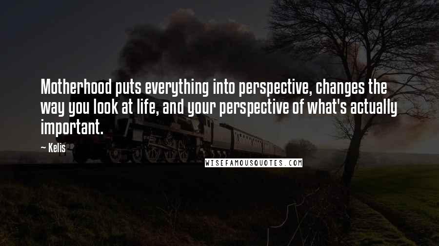 Kelis Quotes: Motherhood puts everything into perspective, changes the way you look at life, and your perspective of what's actually important.