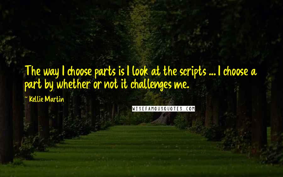 Kellie Martin Quotes: The way I choose parts is I look at the scripts ... I choose a part by whether or not it challenges me.