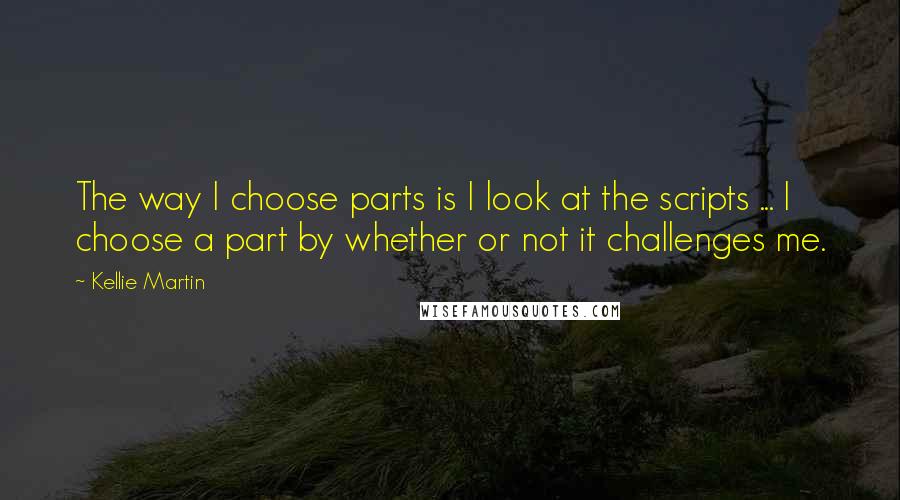 Kellie Martin Quotes: The way I choose parts is I look at the scripts ... I choose a part by whether or not it challenges me.