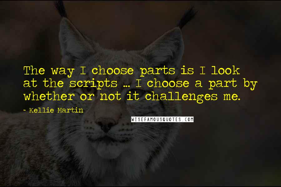 Kellie Martin Quotes: The way I choose parts is I look at the scripts ... I choose a part by whether or not it challenges me.
