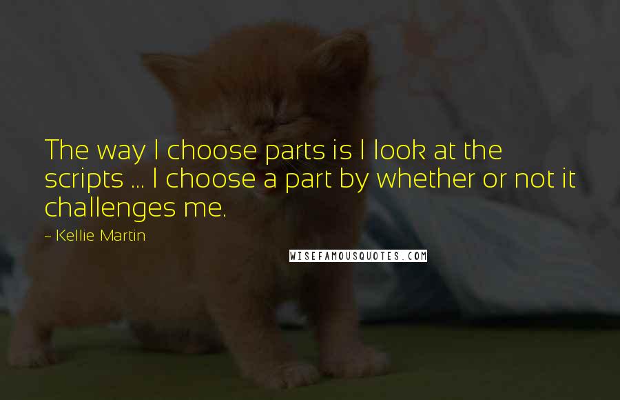 Kellie Martin Quotes: The way I choose parts is I look at the scripts ... I choose a part by whether or not it challenges me.