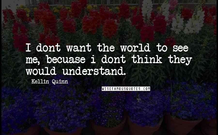 Kellin Quinn Quotes: I dont want the world to see me, becuase i dont think they would understand.