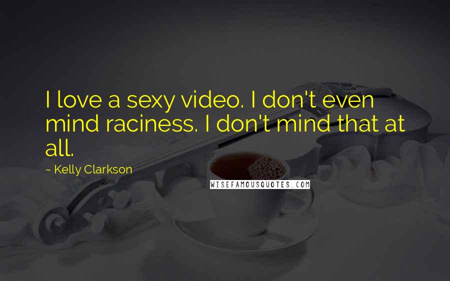Kelly Clarkson Quotes: I love a sexy video. I don't even mind raciness. I don't mind that at all.