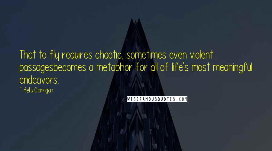 Kelly Corrigan Quotes: That to fly requires chaotic, sometimes even violent passagesbecomes a metaphor for all of life's most meaningful endeavors.