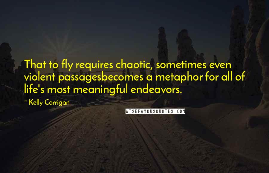 Kelly Corrigan Quotes: That to fly requires chaotic, sometimes even violent passagesbecomes a metaphor for all of life's most meaningful endeavors.