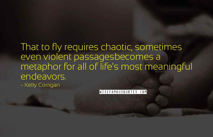 Kelly Corrigan Quotes: That to fly requires chaotic, sometimes even violent passagesbecomes a metaphor for all of life's most meaningful endeavors.