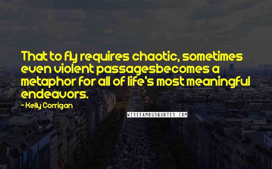 Kelly Corrigan Quotes: That to fly requires chaotic, sometimes even violent passagesbecomes a metaphor for all of life's most meaningful endeavors.