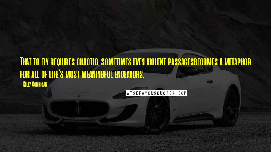 Kelly Corrigan Quotes: That to fly requires chaotic, sometimes even violent passagesbecomes a metaphor for all of life's most meaningful endeavors.