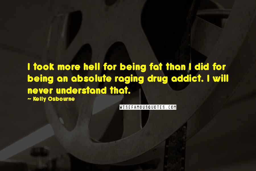 Kelly Osbourne Quotes: I took more hell for being fat than I did for being an absolute raging drug addict. I will never understand that.