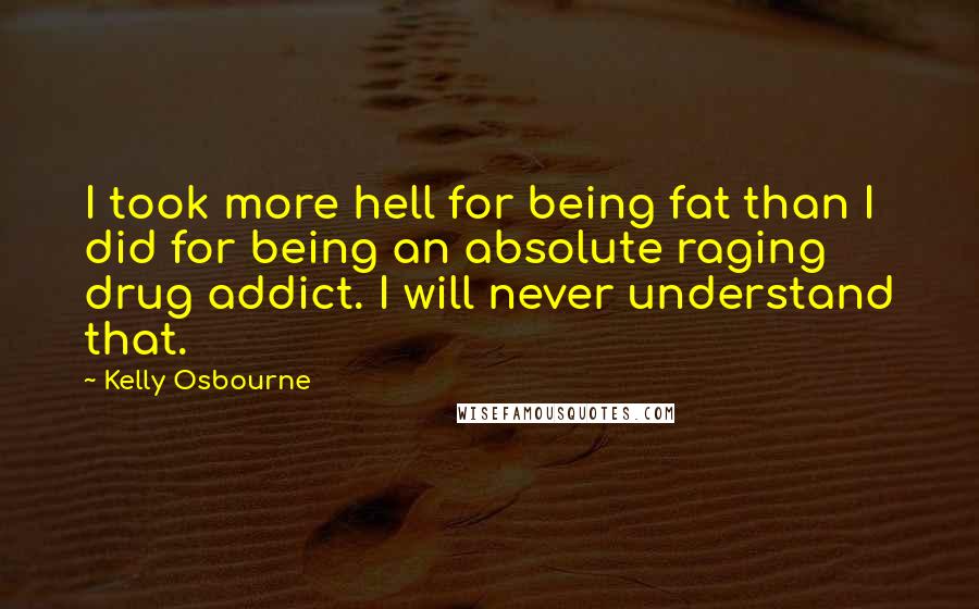 Kelly Osbourne Quotes: I took more hell for being fat than I did for being an absolute raging drug addict. I will never understand that.