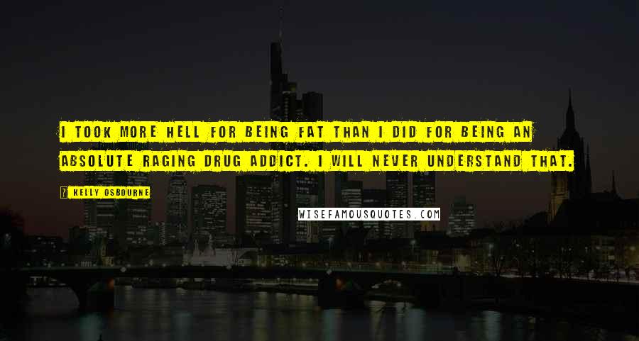 Kelly Osbourne Quotes: I took more hell for being fat than I did for being an absolute raging drug addict. I will never understand that.