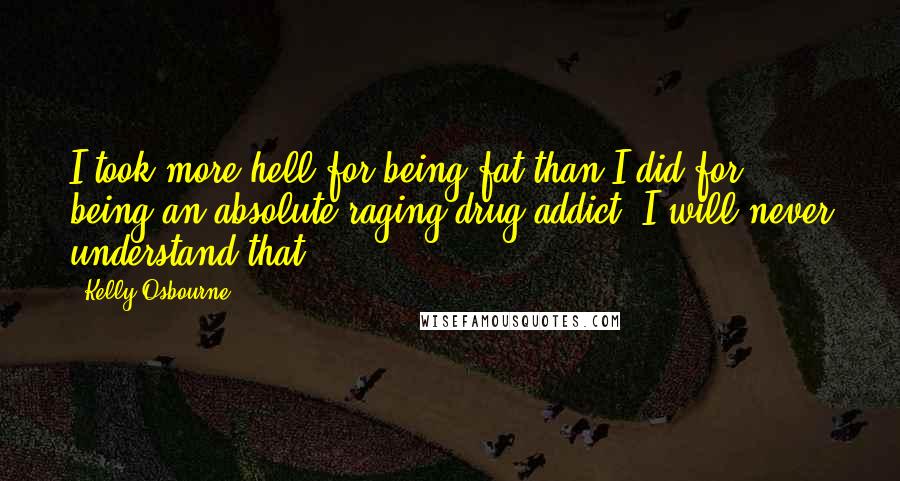 Kelly Osbourne Quotes: I took more hell for being fat than I did for being an absolute raging drug addict. I will never understand that.