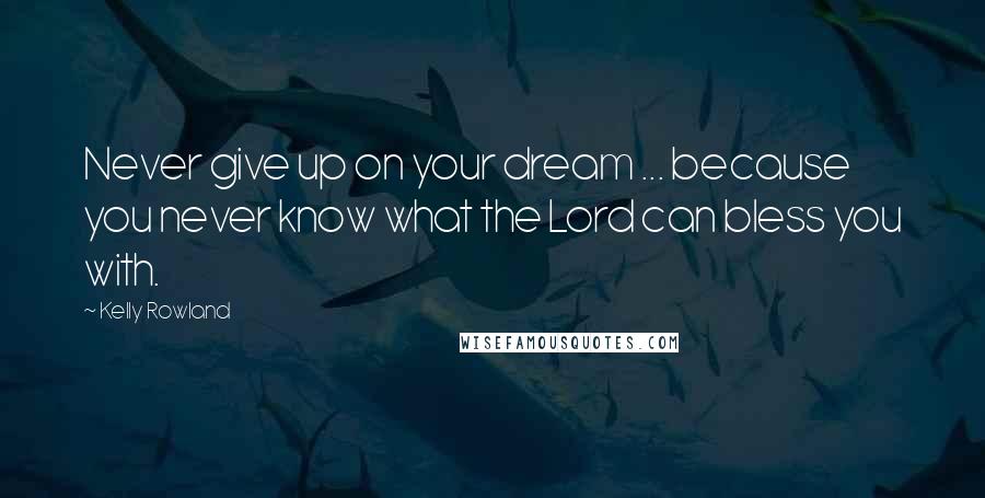 Kelly Rowland Quotes: Never give up on your dream ... because you never know what the Lord can bless you with.