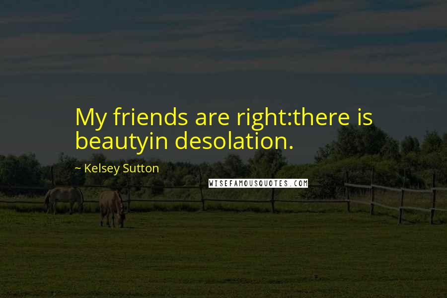 Kelsey Sutton Quotes: My friends are right:there is beautyin desolation.