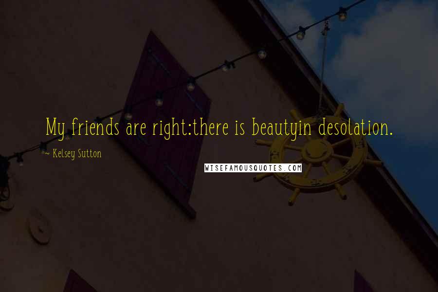 Kelsey Sutton Quotes: My friends are right:there is beautyin desolation.