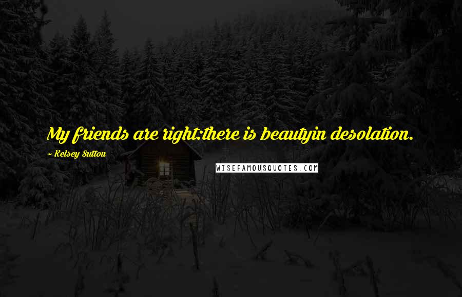 Kelsey Sutton Quotes: My friends are right:there is beautyin desolation.