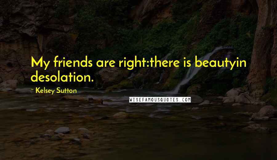 Kelsey Sutton Quotes: My friends are right:there is beautyin desolation.
