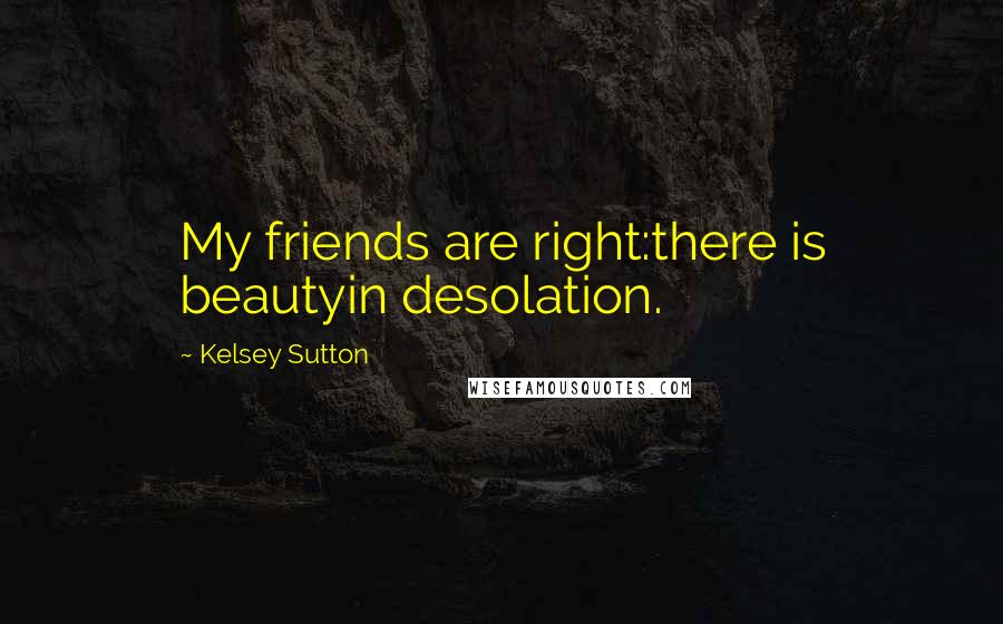 Kelsey Sutton Quotes: My friends are right:there is beautyin desolation.
