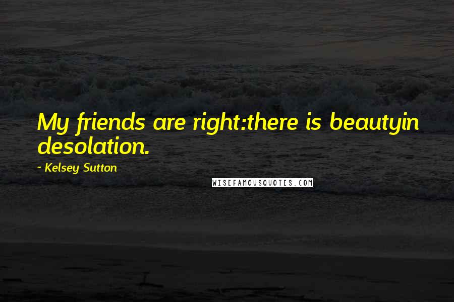 Kelsey Sutton Quotes: My friends are right:there is beautyin desolation.