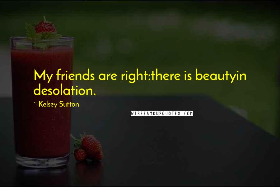 Kelsey Sutton Quotes: My friends are right:there is beautyin desolation.