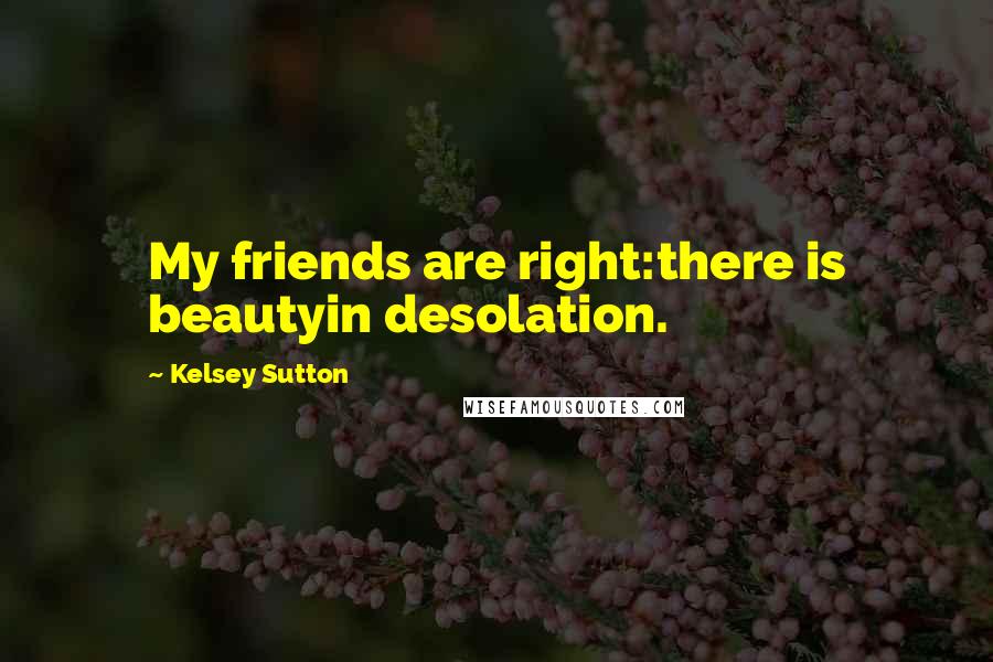 Kelsey Sutton Quotes: My friends are right:there is beautyin desolation.