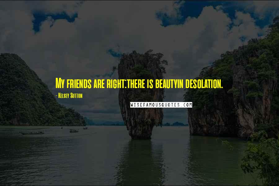 Kelsey Sutton Quotes: My friends are right:there is beautyin desolation.