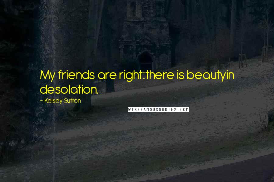 Kelsey Sutton Quotes: My friends are right:there is beautyin desolation.