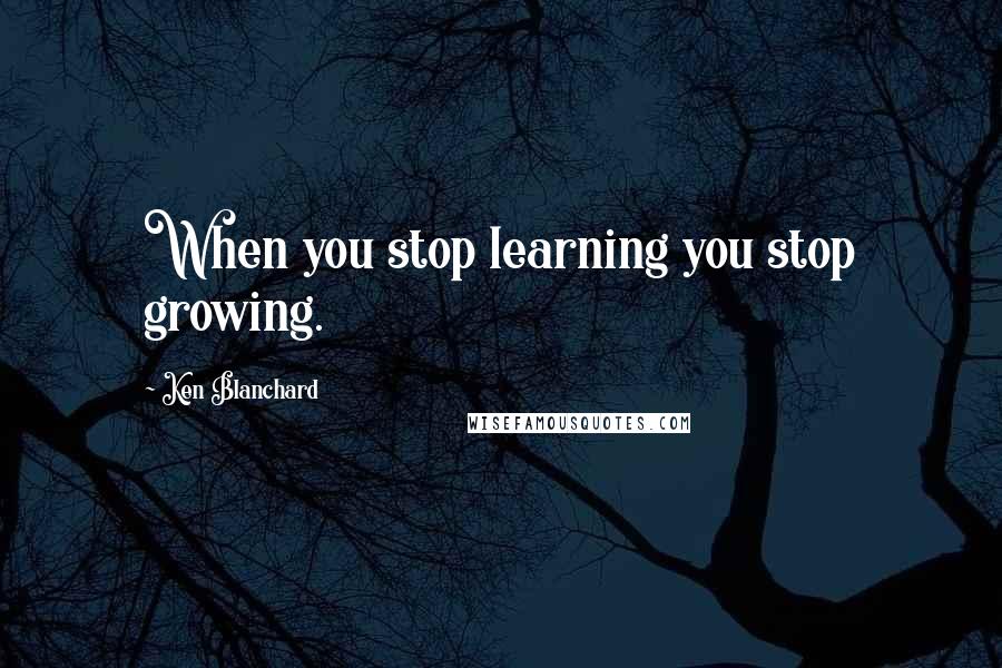 Ken Blanchard Quotes: When you stop learning you stop growing.