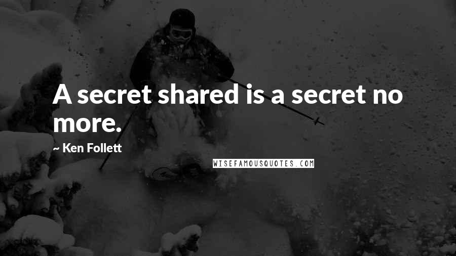 Ken Follett Quotes: A secret shared is a secret no more.