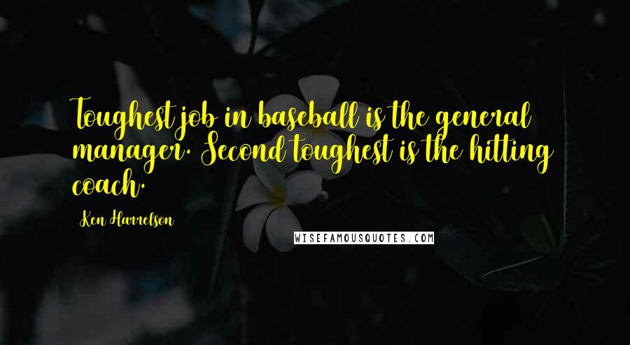 Ken Harrelson Quotes: Toughest job in baseball is the general manager. Second toughest is the hitting coach.