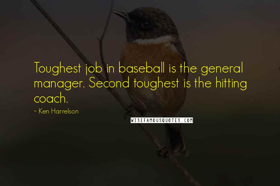 Ken Harrelson Quotes: Toughest job in baseball is the general manager. Second toughest is the hitting coach.