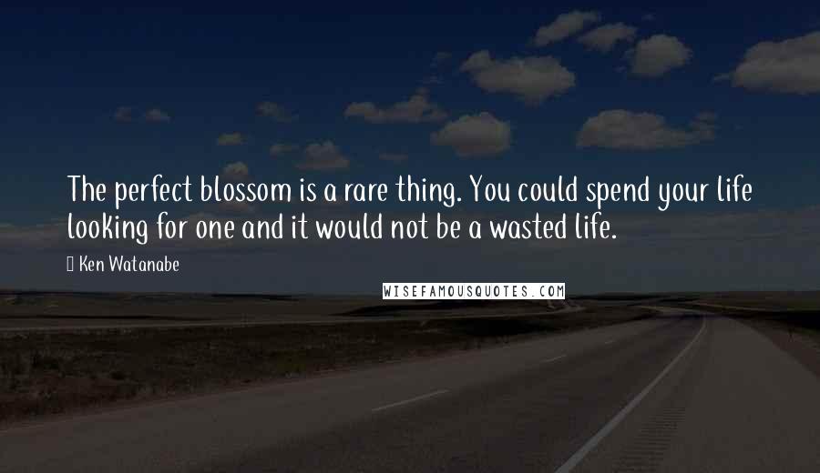 Ken Watanabe Quotes: The perfect blossom is a rare thing. You could spend your life looking for one and it would not be a wasted life.