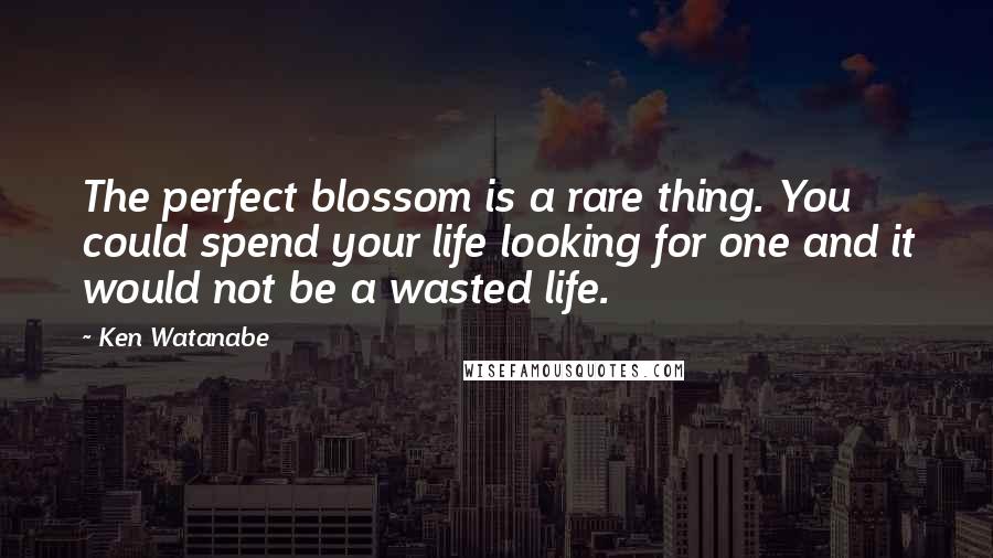 Ken Watanabe Quotes: The perfect blossom is a rare thing. You could spend your life looking for one and it would not be a wasted life.